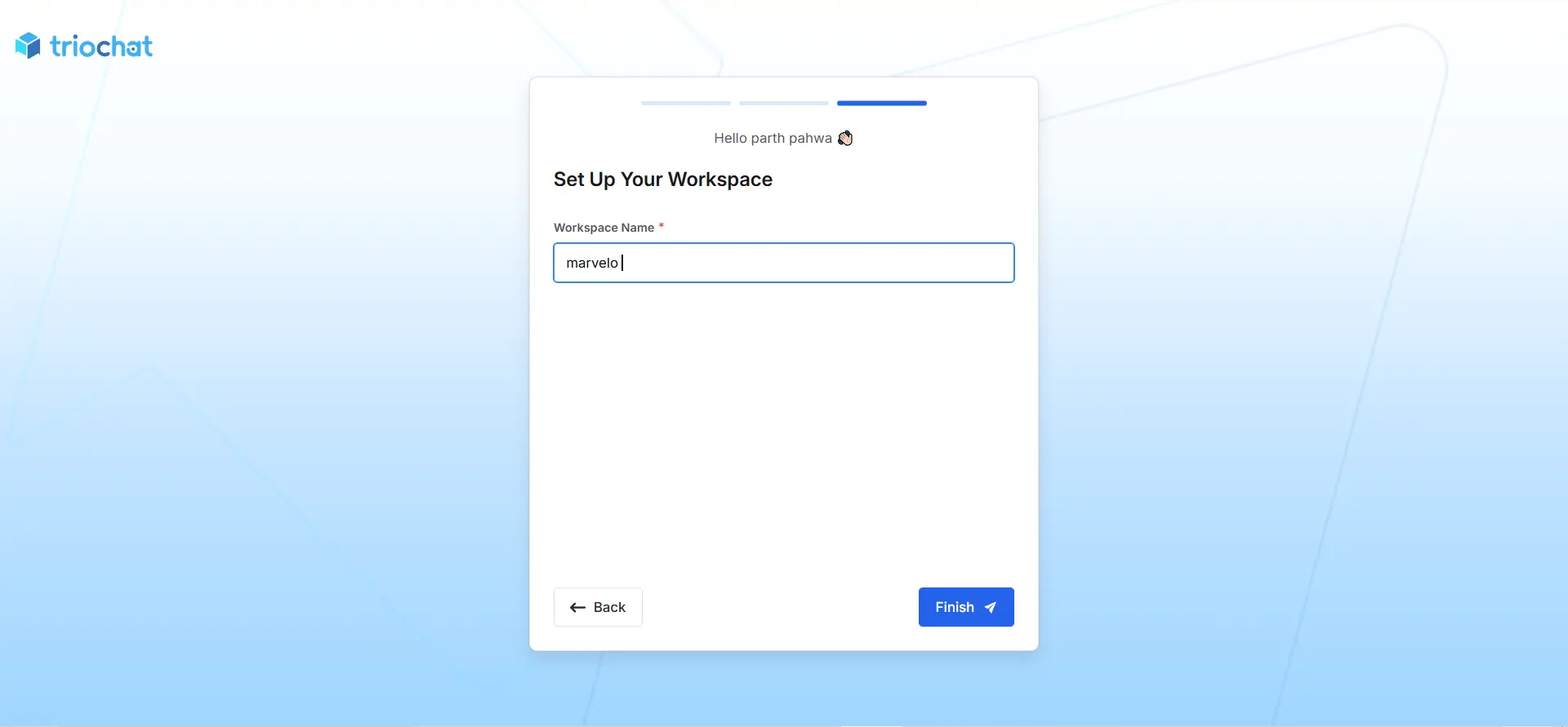 how to sign up for triochat set up workspace