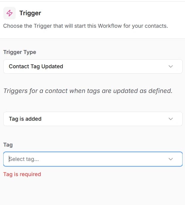 Trigger Contact Tag