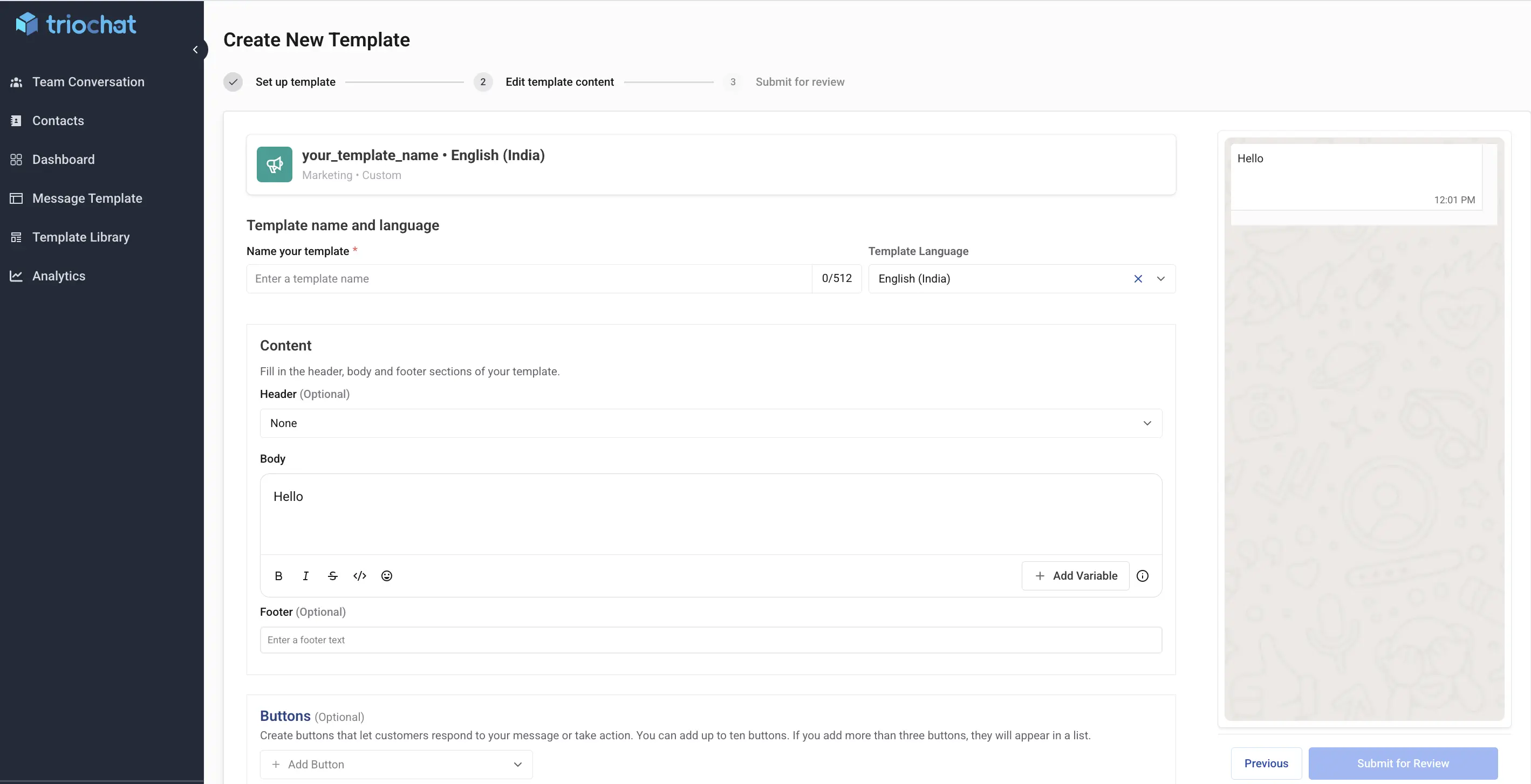 create message templates