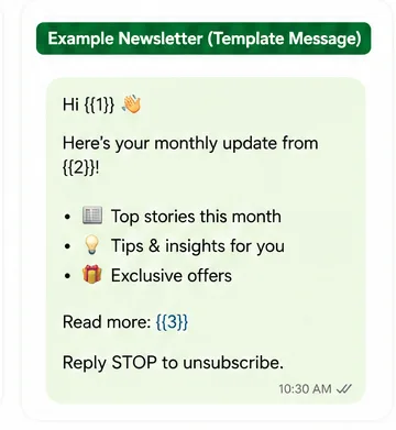 WhatsApp Newsletter template sample