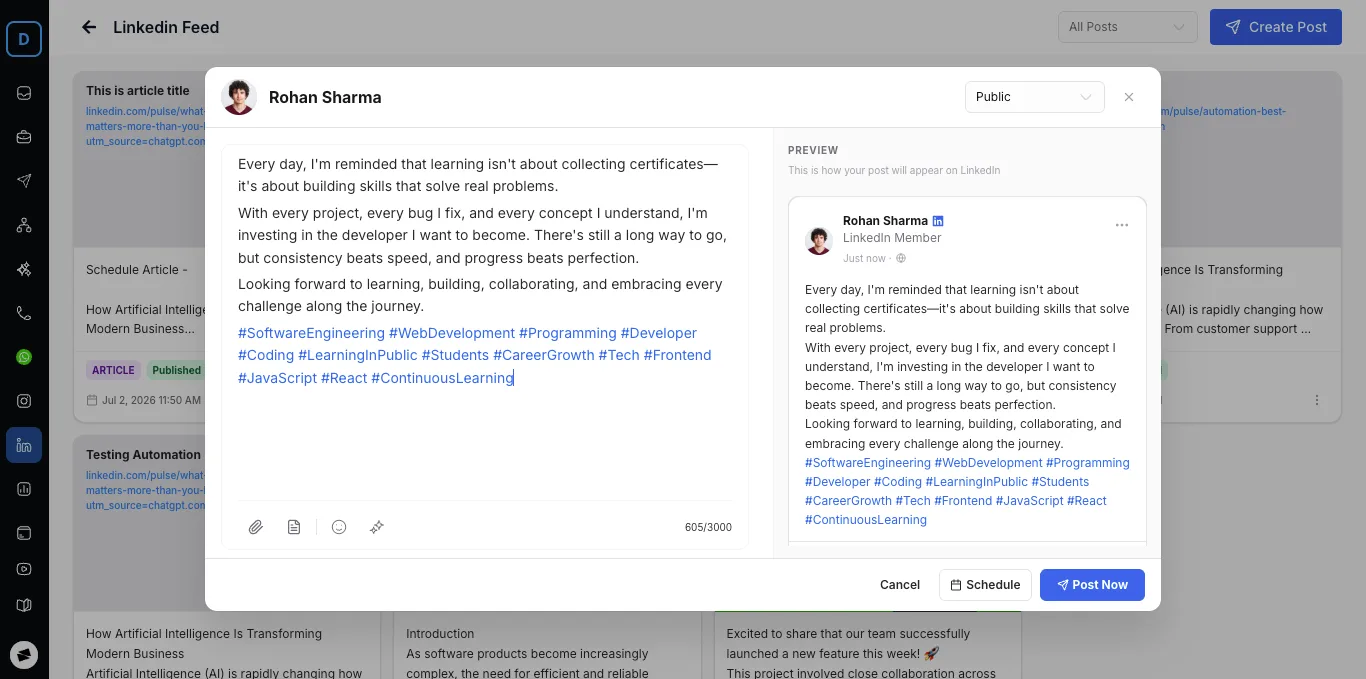 Create LinkedIn post